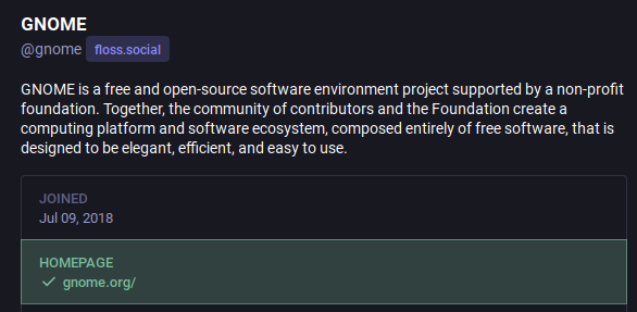 Una captura de pantalla muestra una biografía de Mastodon con una cuenta verificada.