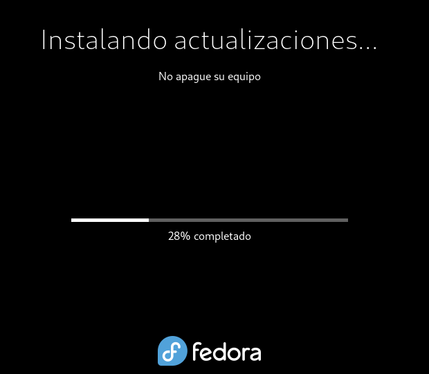Instalando actualizaciones, no apague el equipo.
