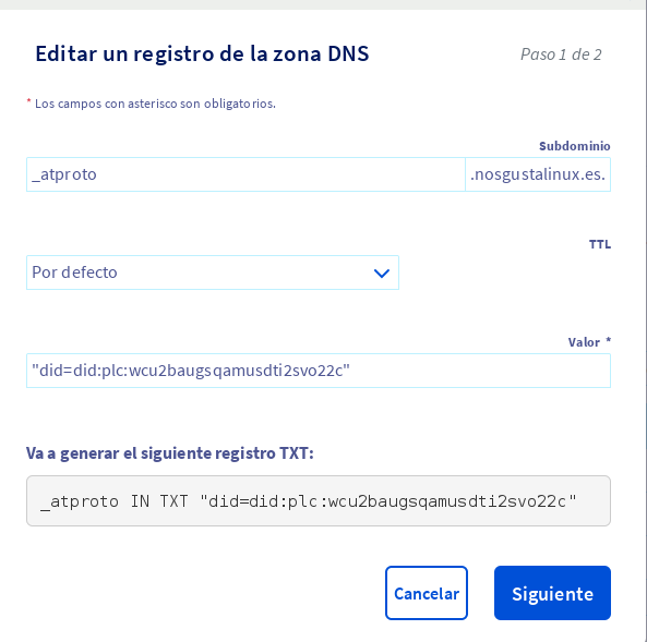 Ajustes de DNS en el panel de OVH.