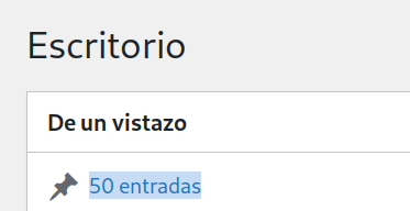 Pantallazo del panel de control cuenta 50 artículos publicados.