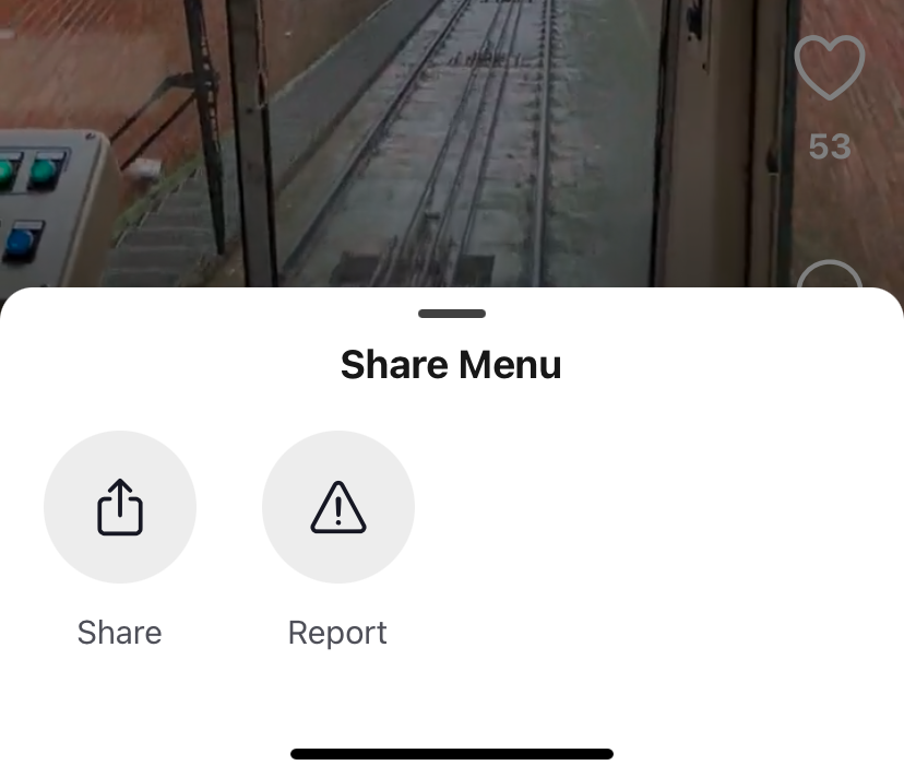 Pantallazo del menú compartir en Loops.