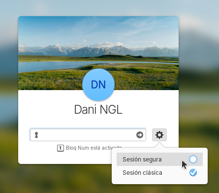 Selector de sesión de elementaryOS