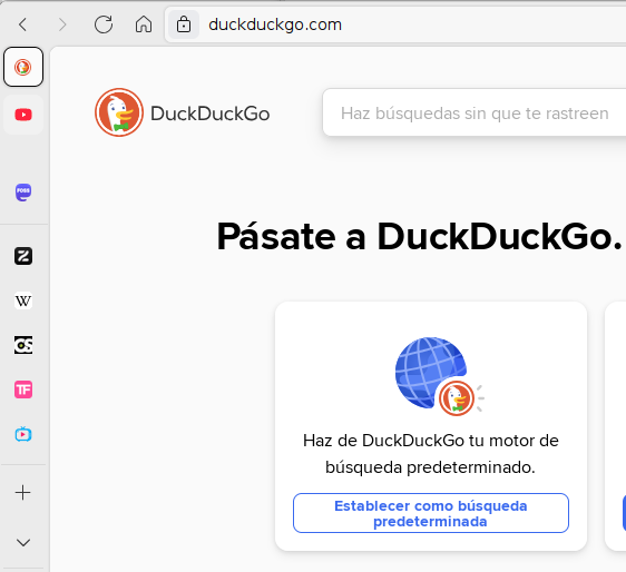 En un pantallazo vemos varios iconos plegados en la parte izquierda del navegador web.